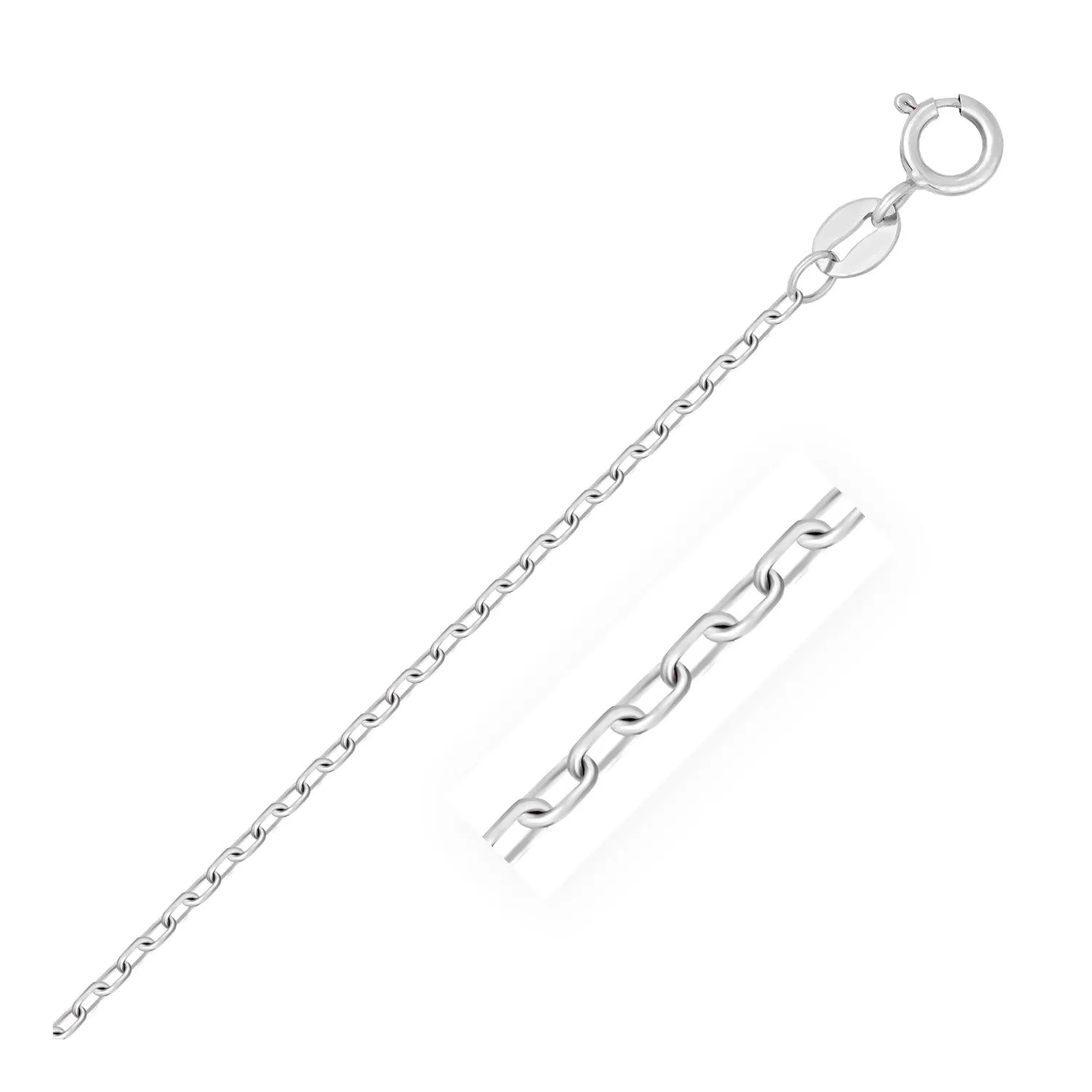 14k White Gold Faceted Cable Link Chain 1.3mm-rx94513-18