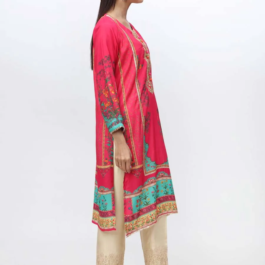 1PC- Embroidered Raw Silk Shirt PW3063