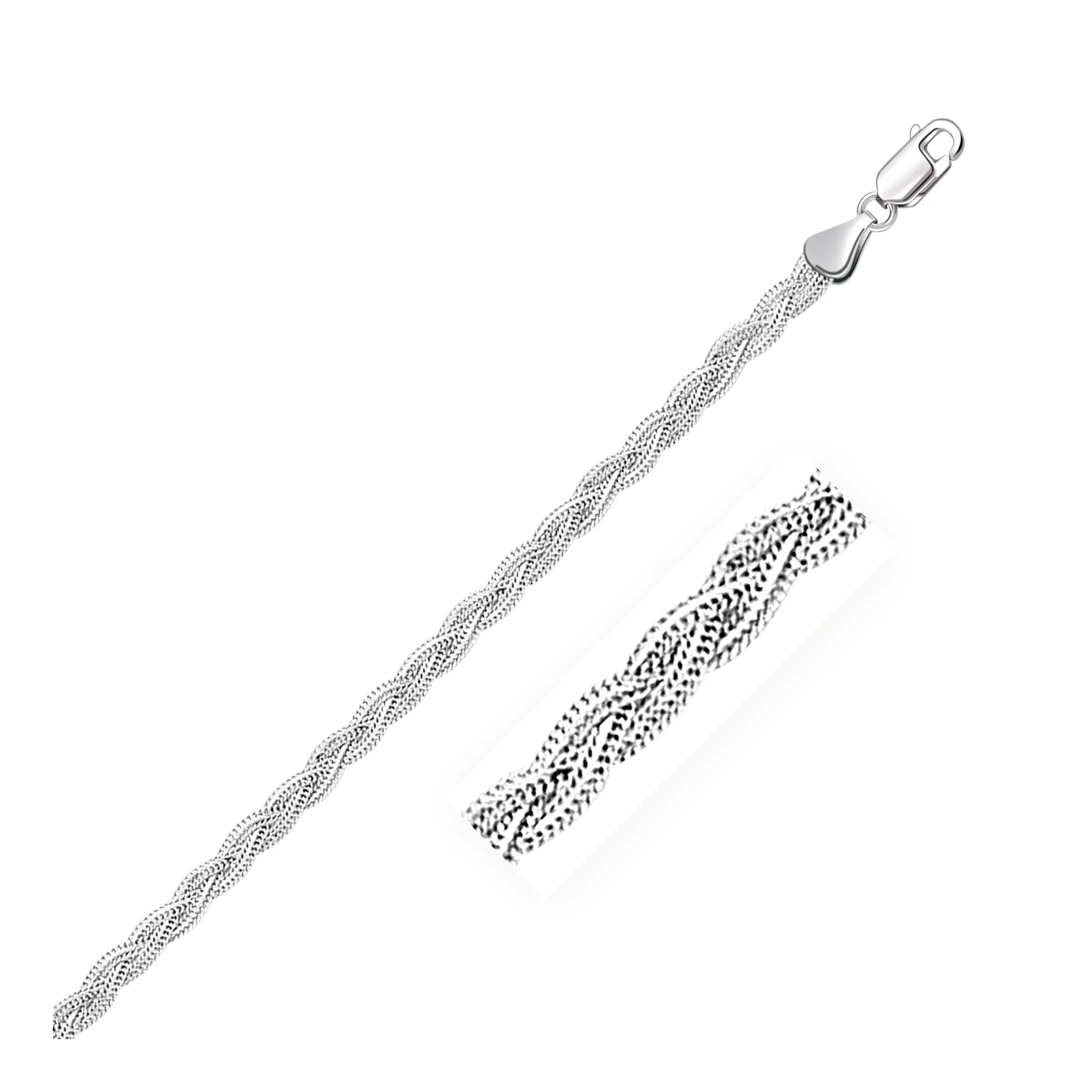 3.5mm 14k White Gold Braided Chain-rx97944-18