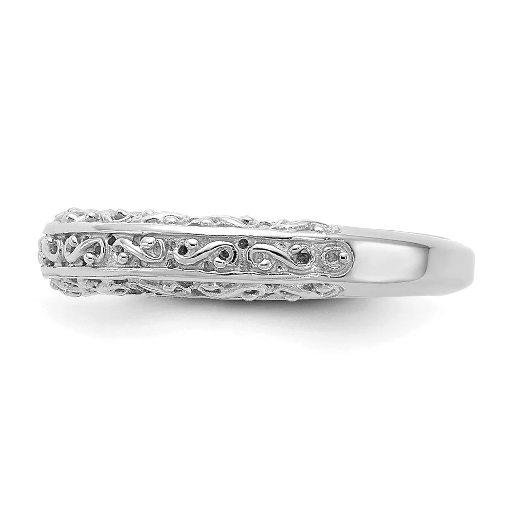 4mm 14K Yellow or White Gold Filigree Tapered Band