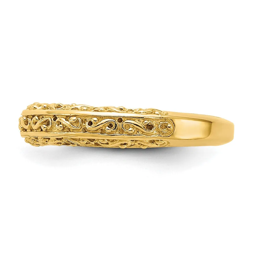 4mm 14K Yellow or White Gold Filigree Tapered Band