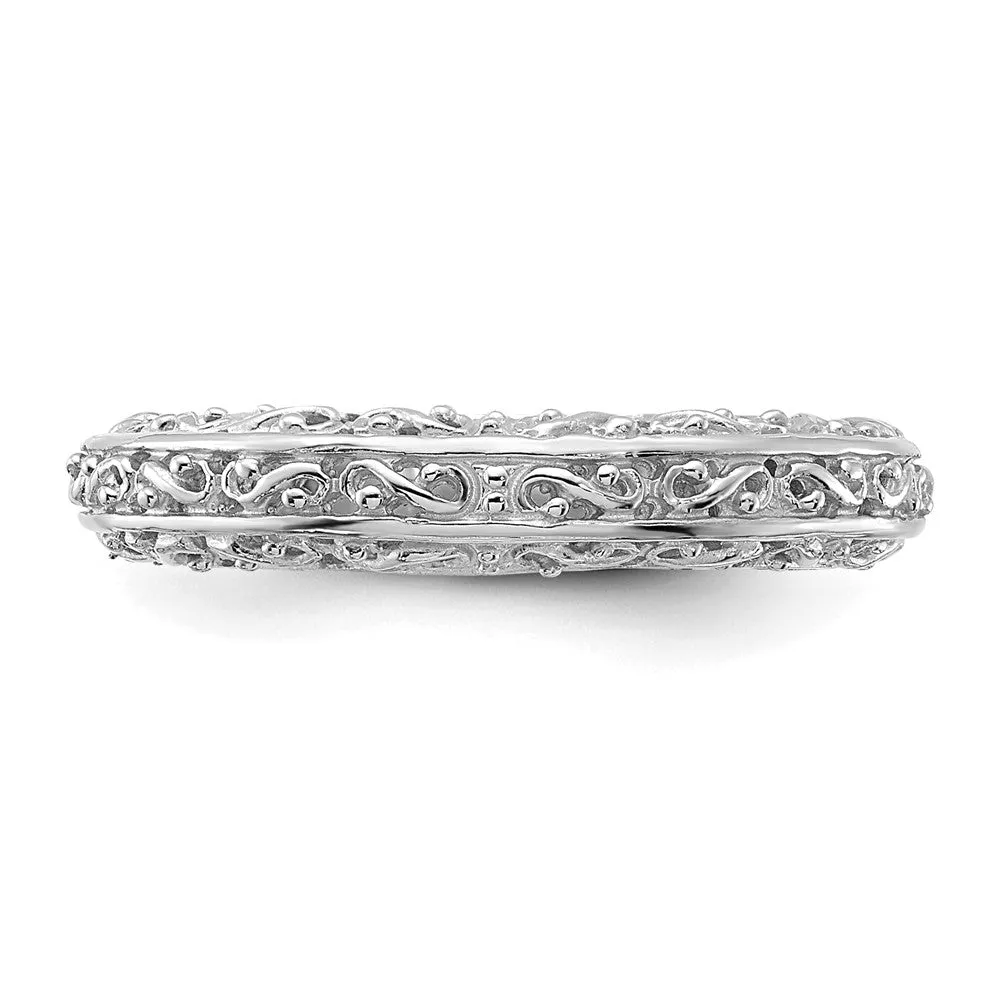 4mm 14K Yellow or White Gold Filigree Tapered Band