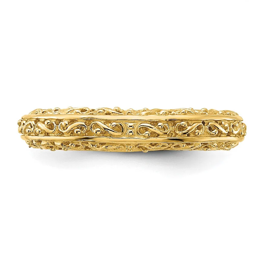 4mm 14K Yellow or White Gold Filigree Tapered Band