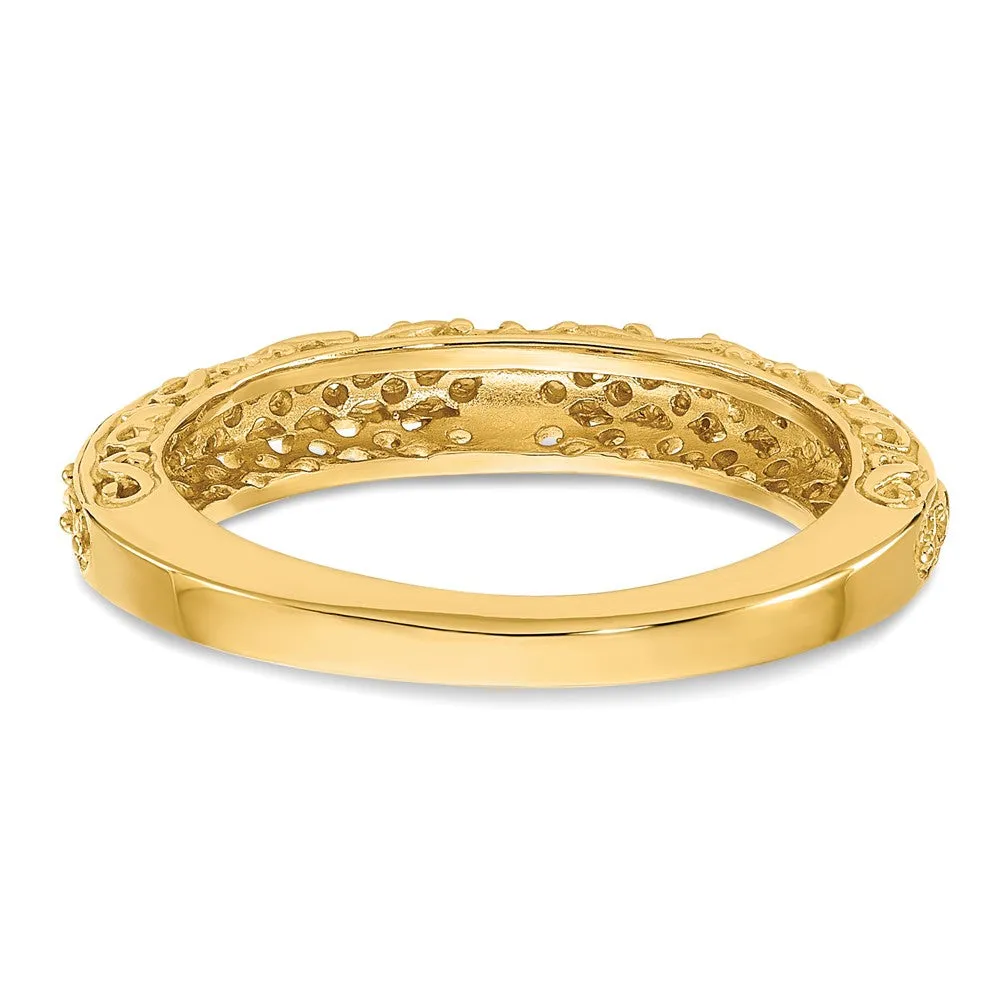 4mm 14K Yellow or White Gold Filigree Tapered Band