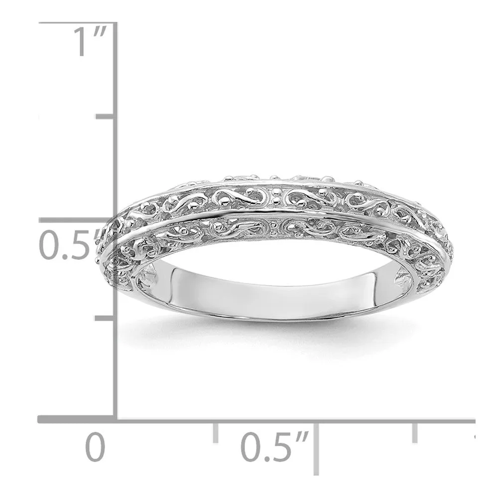 4mm 14K Yellow or White Gold Filigree Tapered Band