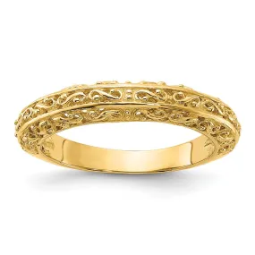 4mm 14K Yellow or White Gold Filigree Tapered Band