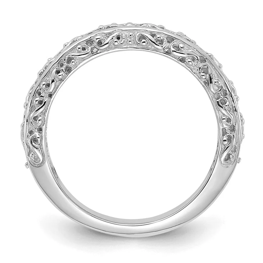 4mm 14K Yellow or White Gold Filigree Tapered Band