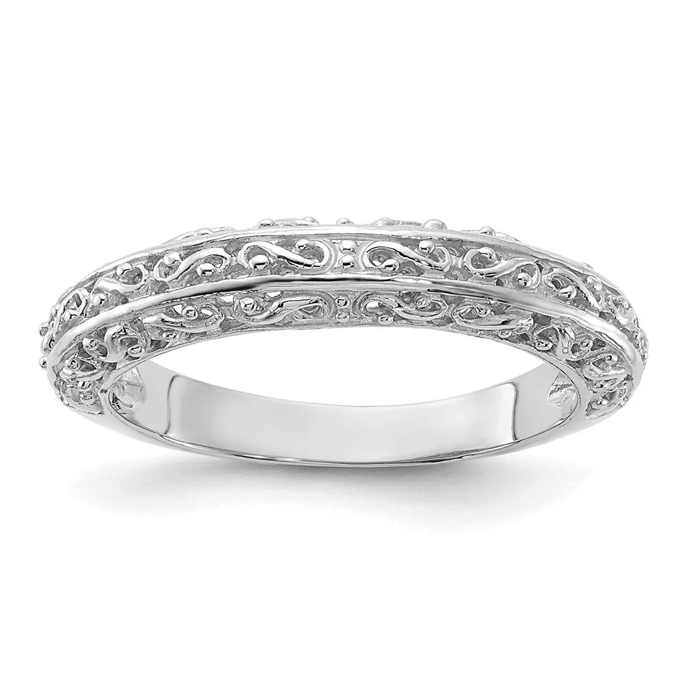 4mm 14K Yellow or White Gold Filigree Tapered Band