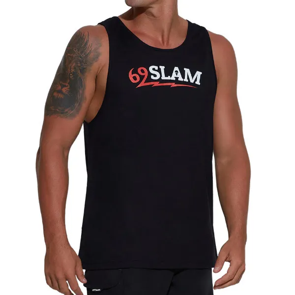 69SLAM  |Unisex Street Style Plain Cotton Logo Tanks