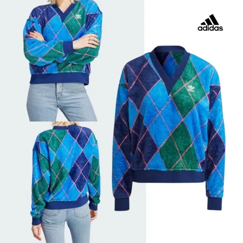 adidas  |Argile Casual Style Street Style V-Neck Long Sleeves