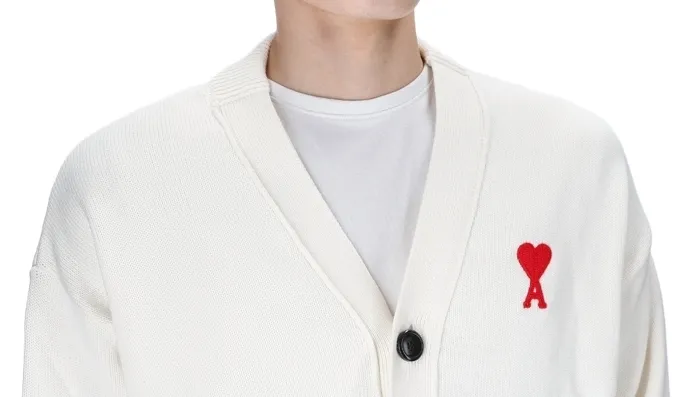 AMI PARIS  |Heart Unisex Wool Plain Cotton Logo Designers Cardigans