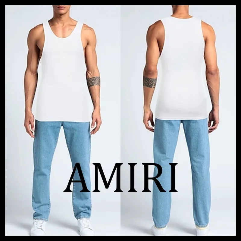 AMIRI  |Unisex Street Style Plain Logo Tanks