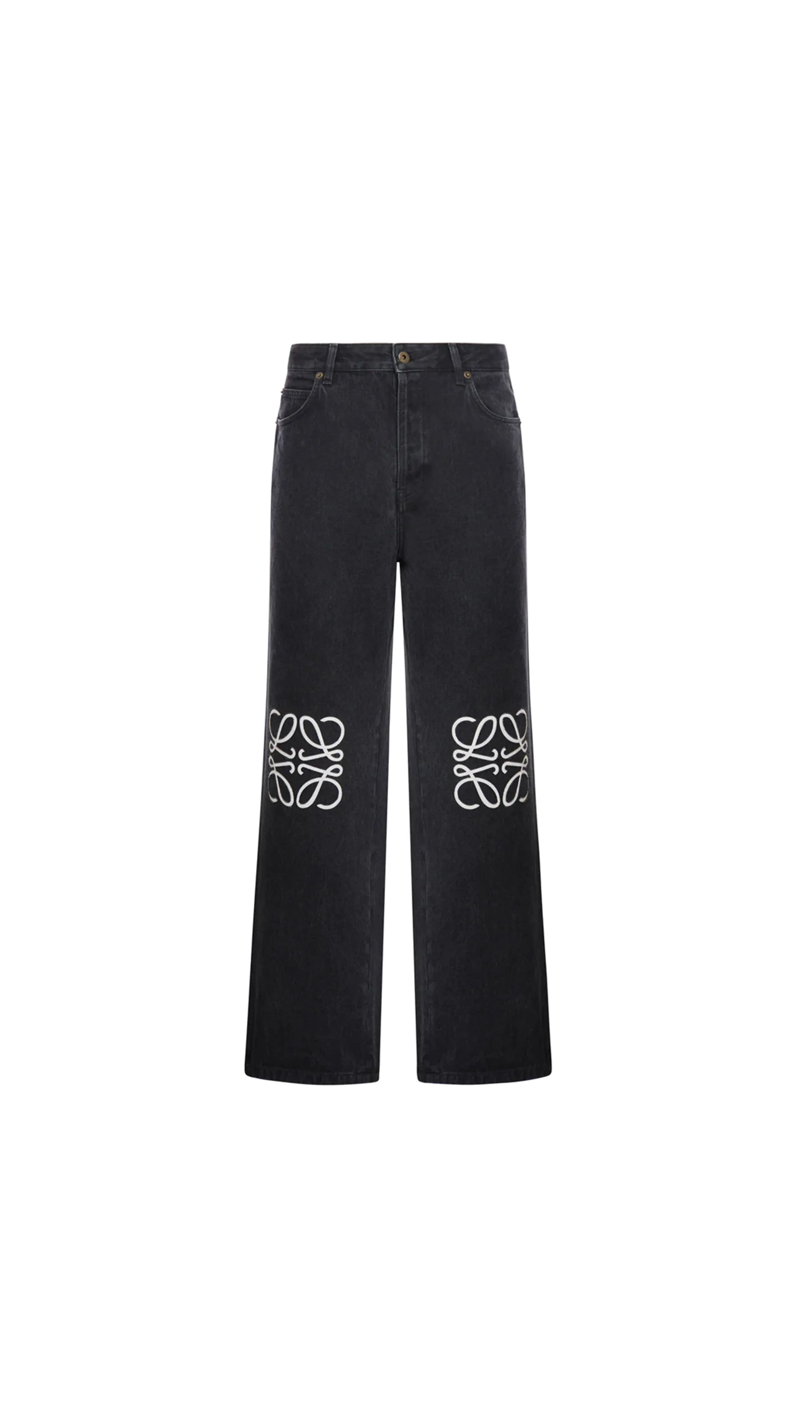 Anagram Baggy Jeans in Denim - Black