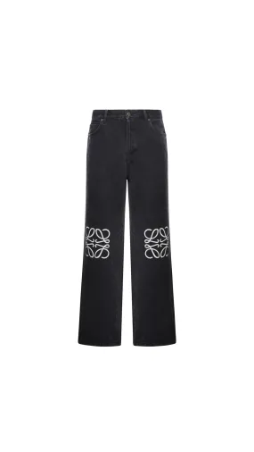 Anagram Baggy Jeans in Denim - Black