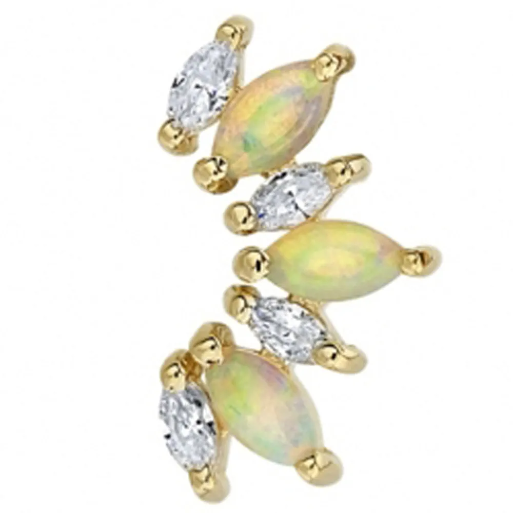 Athena Threaded End in Gold with DIAMONDS & Genuine White Opals