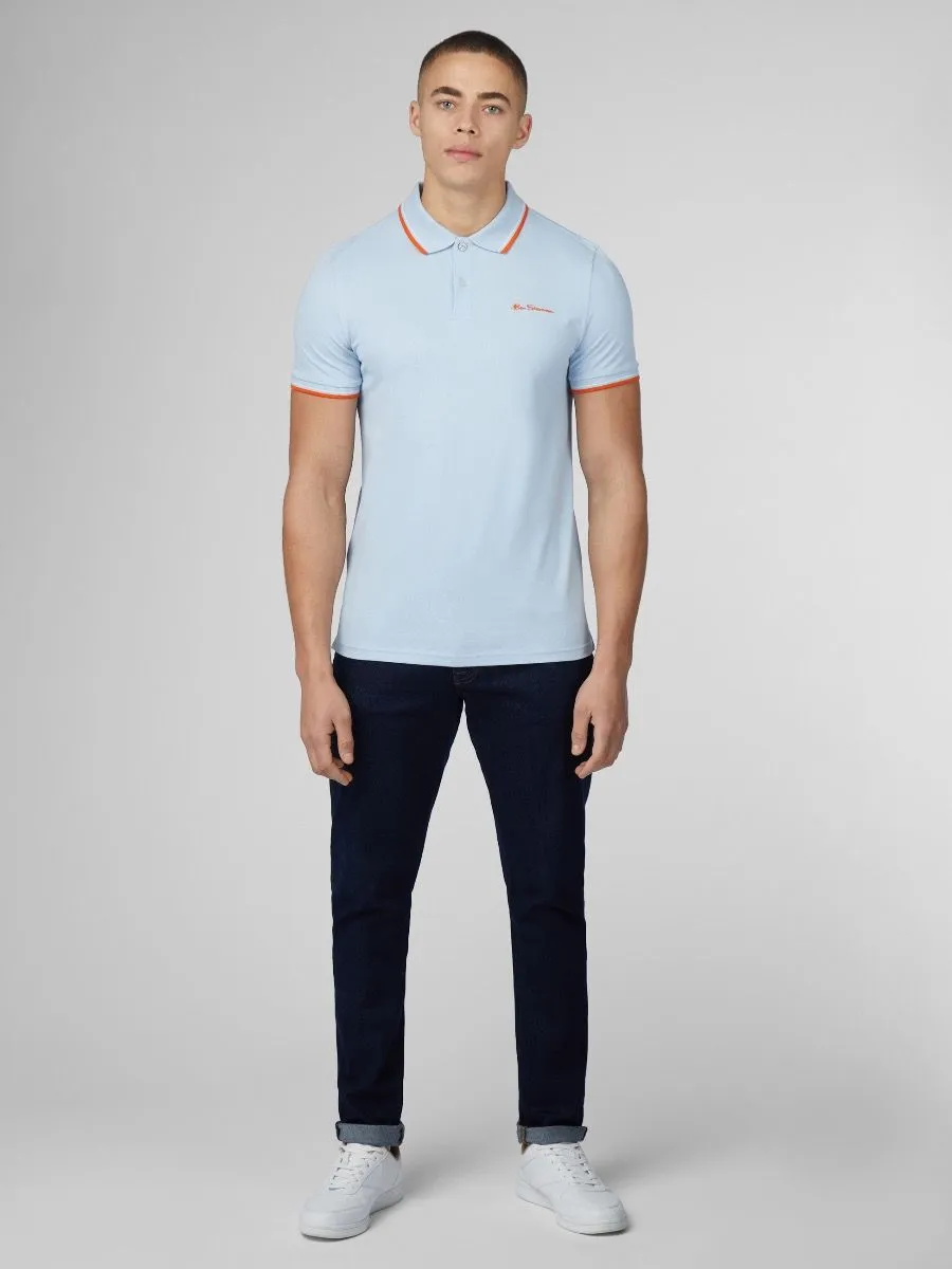 Ben Sherman Casual Short Sleeve Polo Shirt Pale Blue