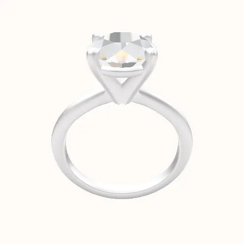 Beveled Solitaire Engagement Ring With High Set Four Prong Head