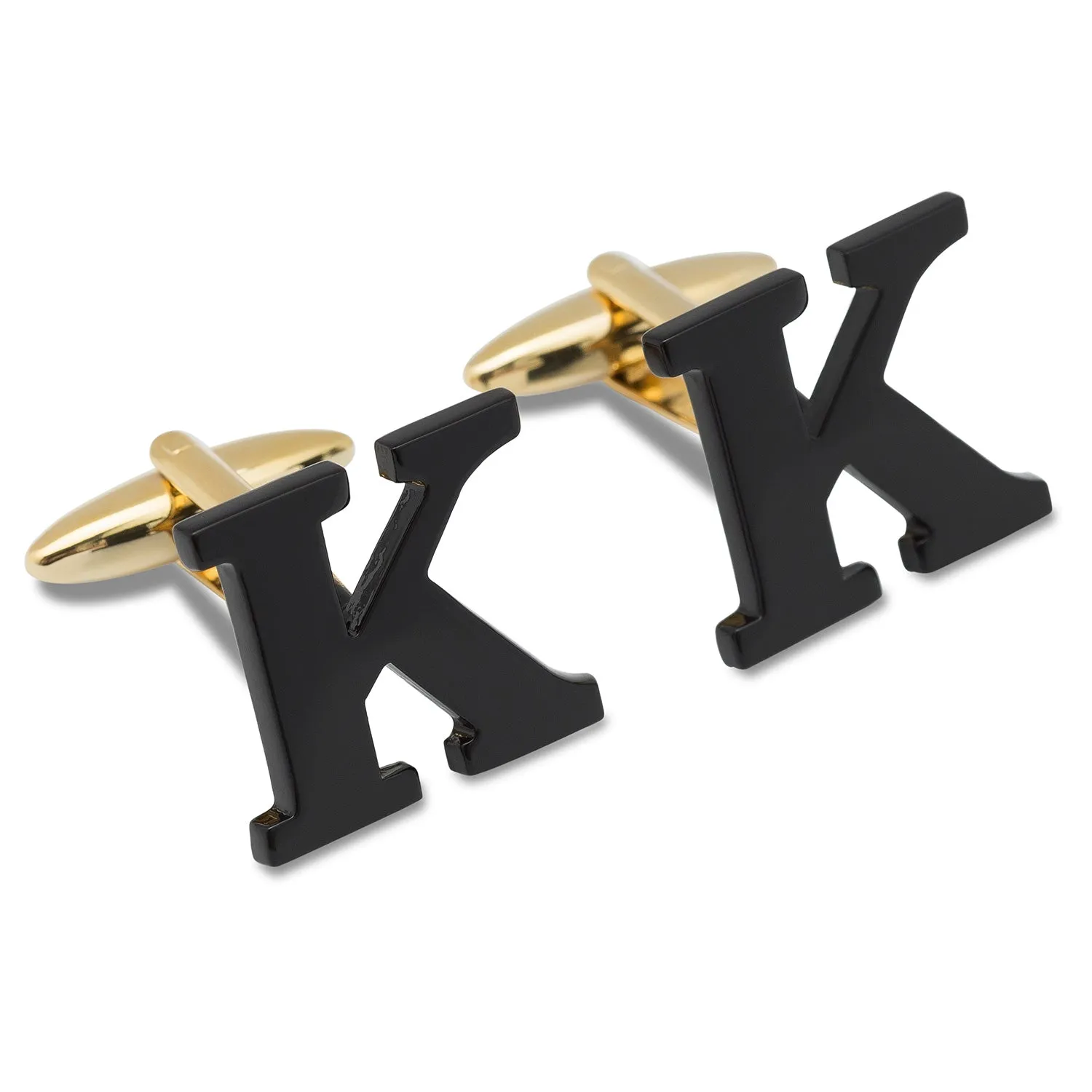 Black And Gold Letter K Cufflinks