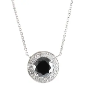 Black and White Diamond Pendant in White Gold