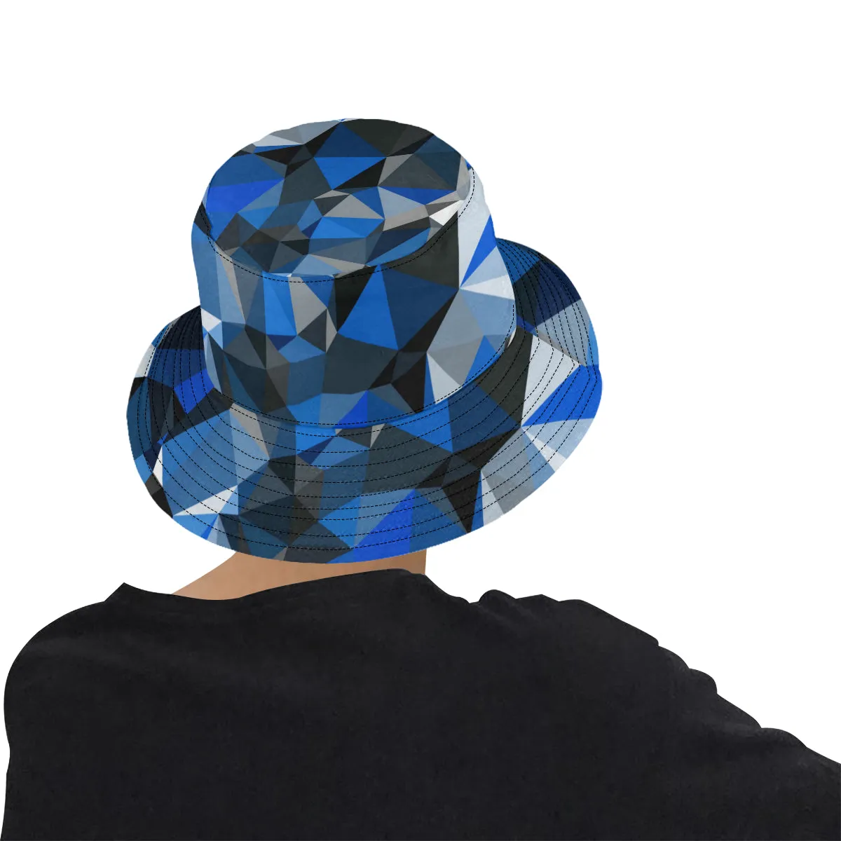 Blue and Black Geo Print Bucket Hat