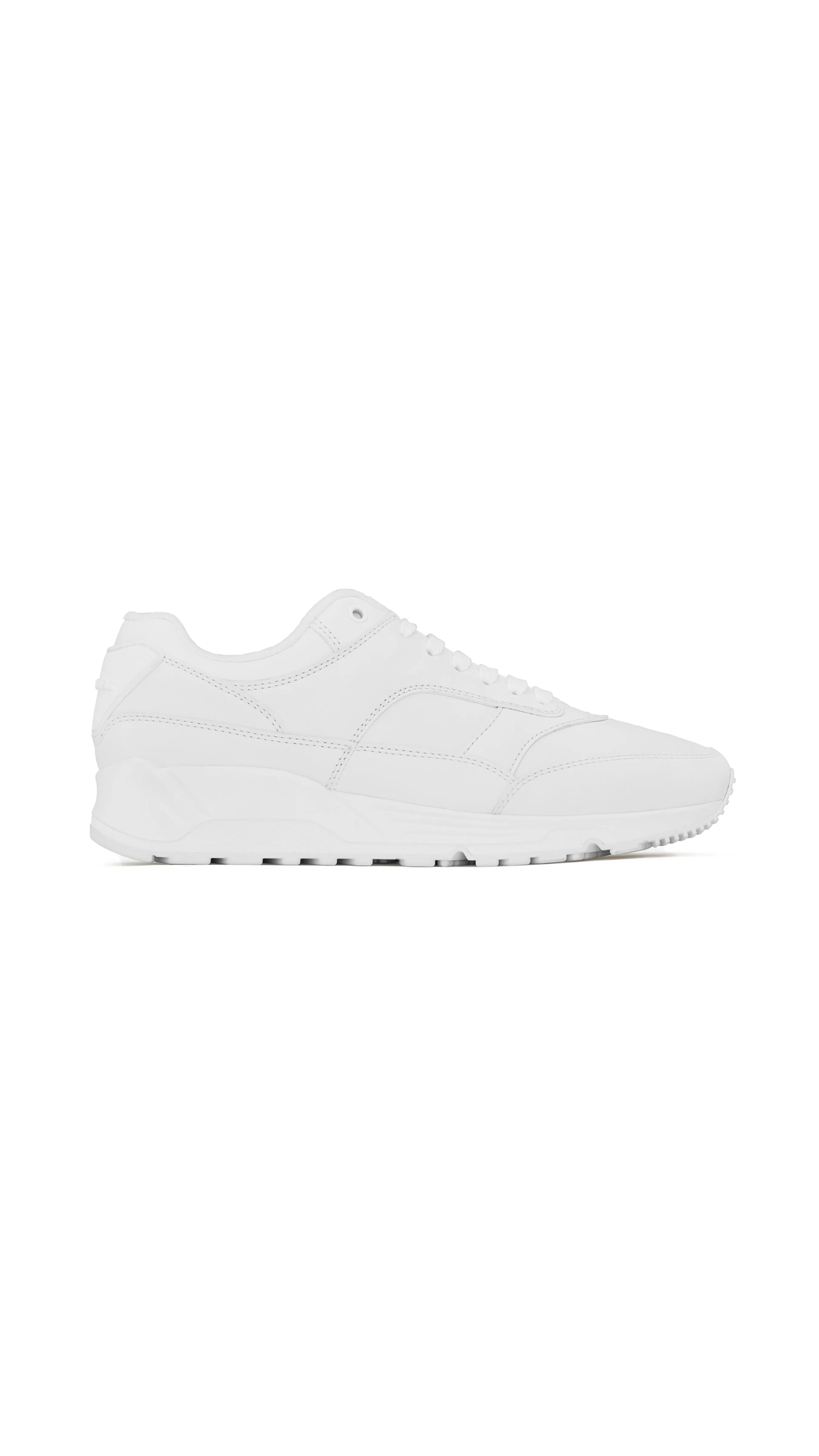 Bump Sneakers in Smooth Leather- Optic White