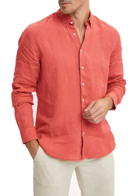 Camicia di lino uomo Sartoriale rosso mattone primavera estate casual elegante