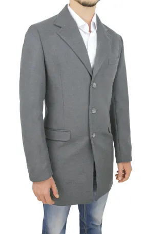 Cappotto uomo Sartoriale grigio Soprabito giacca elegante casual da S a XXL