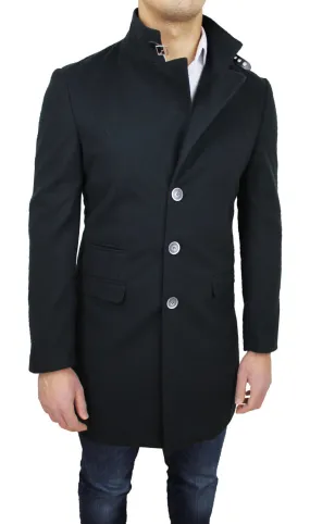 CAPPOTTO UOMO TRADE MADE IN ITALY NERO LANA GIACCA SOPRABITO CASUAL ELEGANTE