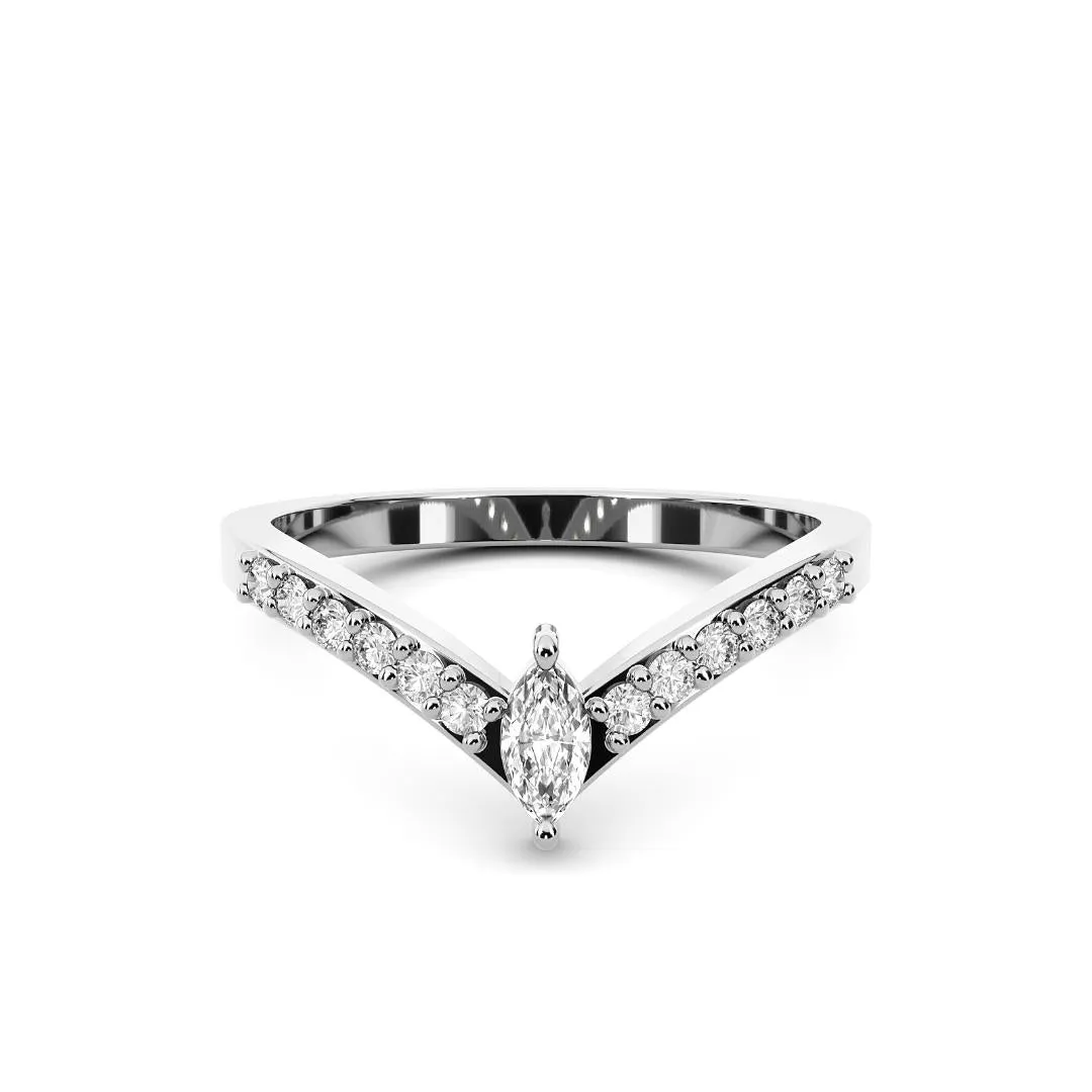 Chorost & Co. Private Collection 14K White Gold 0.25ct Diamond Marquis Chevron Ring