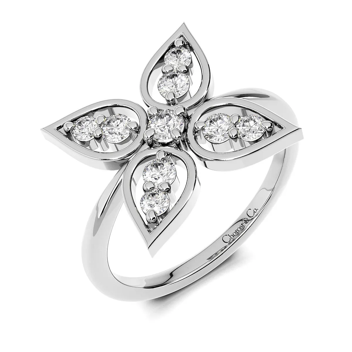 Chorost & Co Private Collection 14K White Gold 0.40ct Diamond Flower Ring