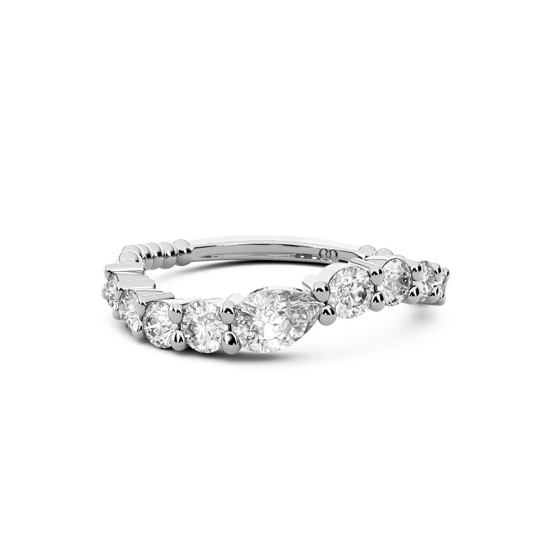 Chorost & Co. Private Collection 14K White Gold 0.75ct Graduated Diamond Wave Band w/Pear Shape Center