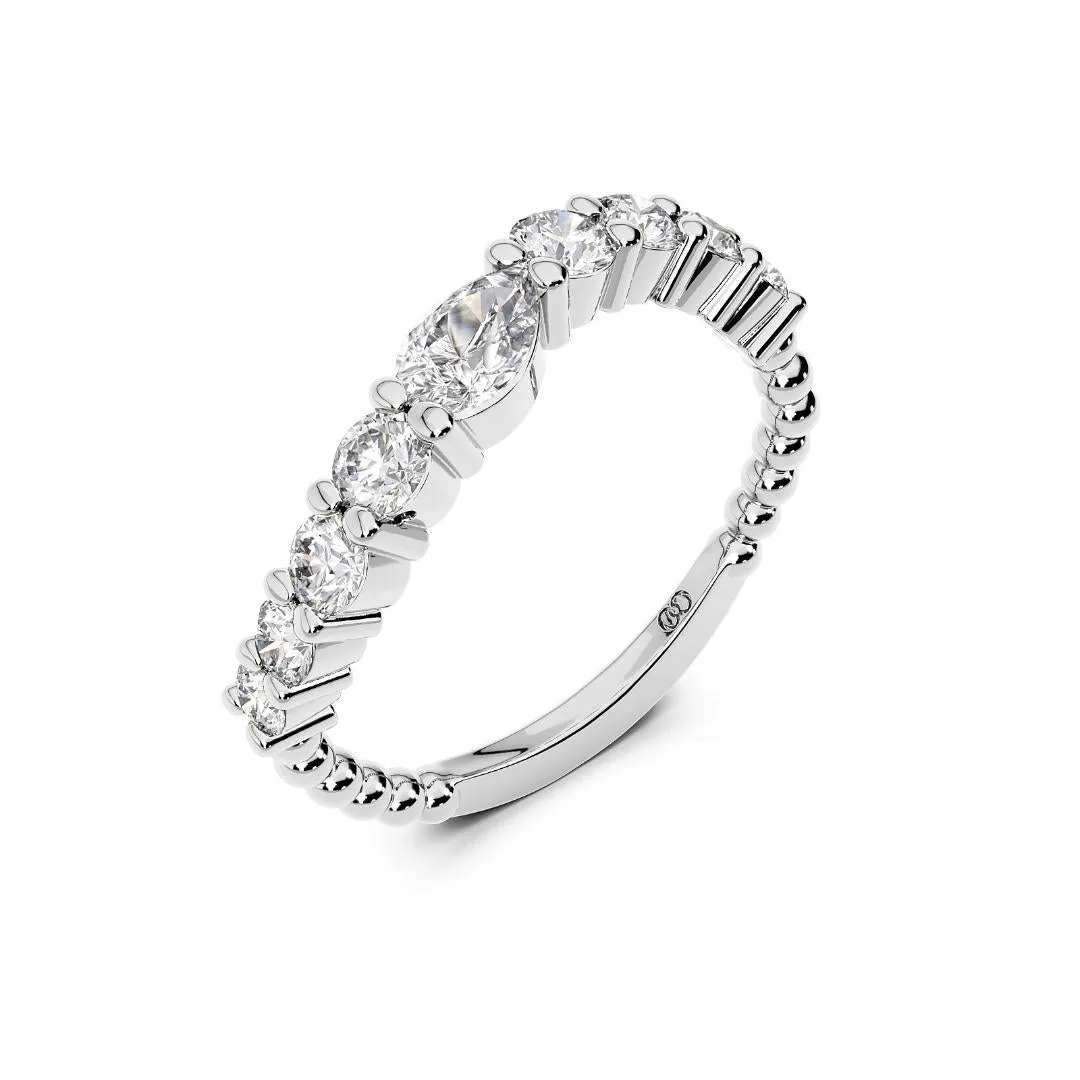 Chorost & Co. Private Collection 14K White Gold 0.75ct Graduated Diamond Wave Band w/Pear Shape Center