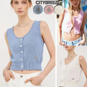 citybreeze  |Casual Style Sleeveless Street Style Plain Elegant Style