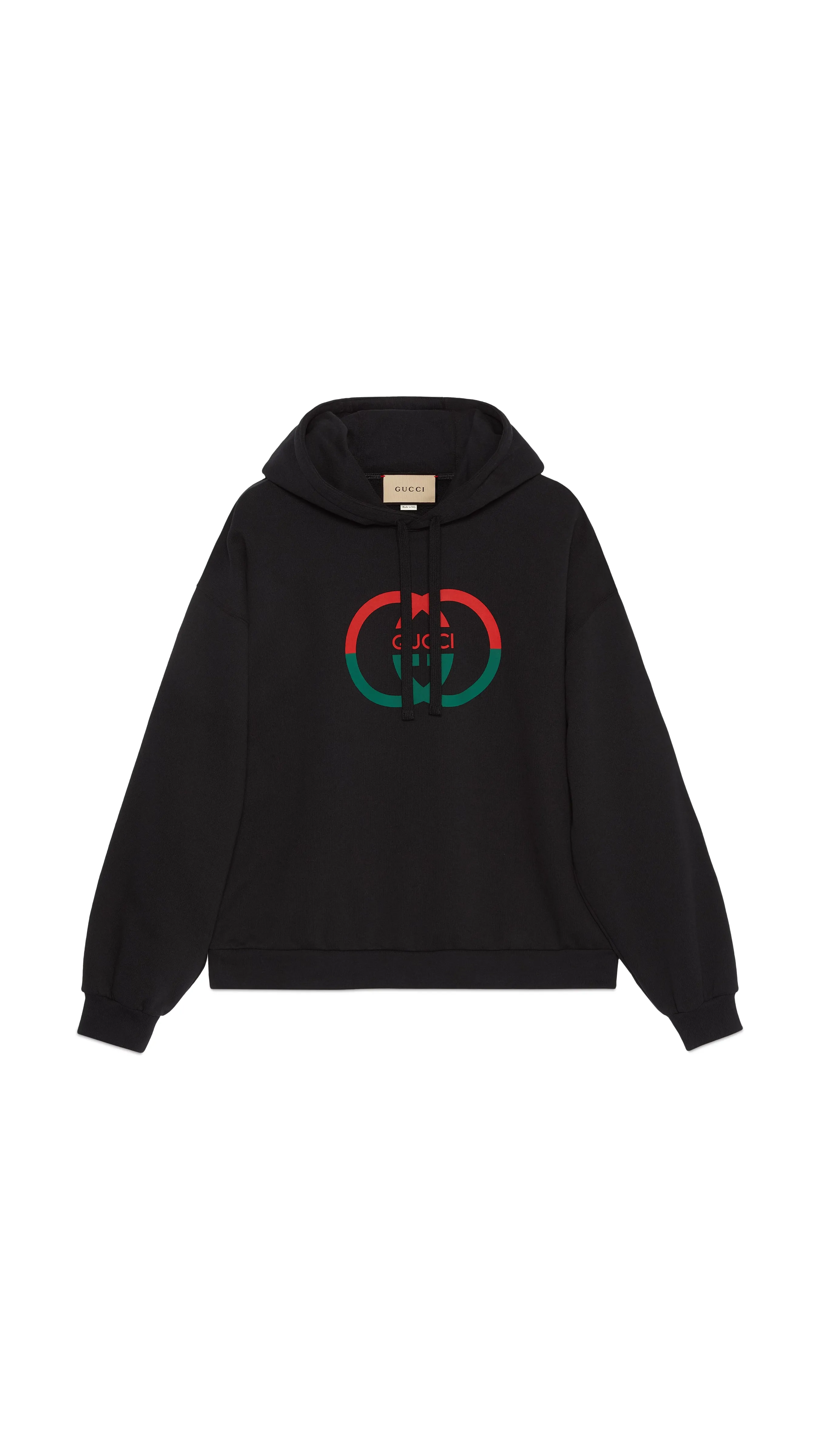 Cotton Jersey Printed Hooded Sweatshirt - Black