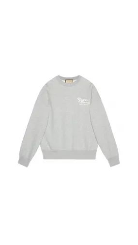 Cotton Jersey Sweatshirt With Embroidery - Grey