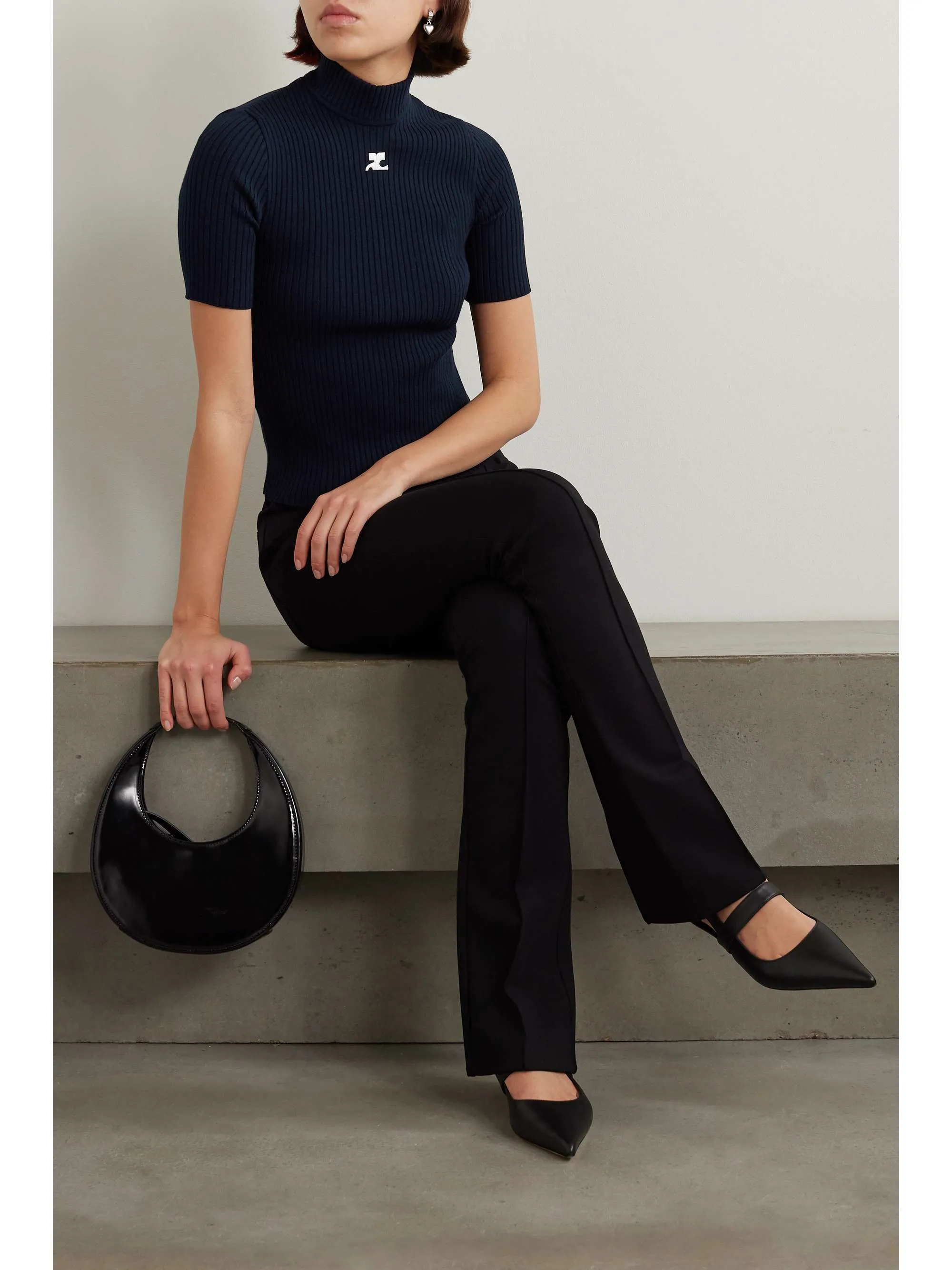 Courreges  |Casual Style U-Neck Plain V-neck & Crew neck