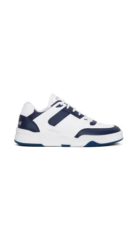 CT-07 Low Lace-up Trainer in Calfskin - Optic White/Navy