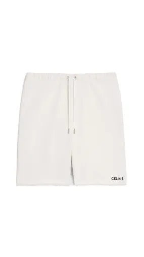 Embroidered Shorts in Cotton Fleece - Cream/Black