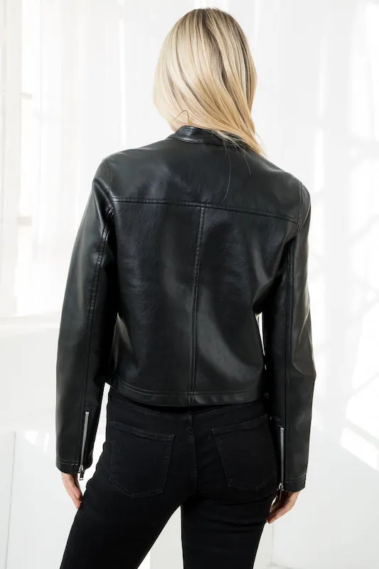 Faux Leather Racing Jacket