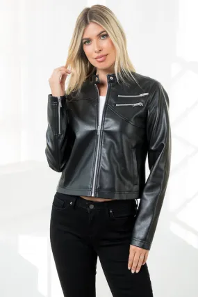 Faux Leather Racing Jacket