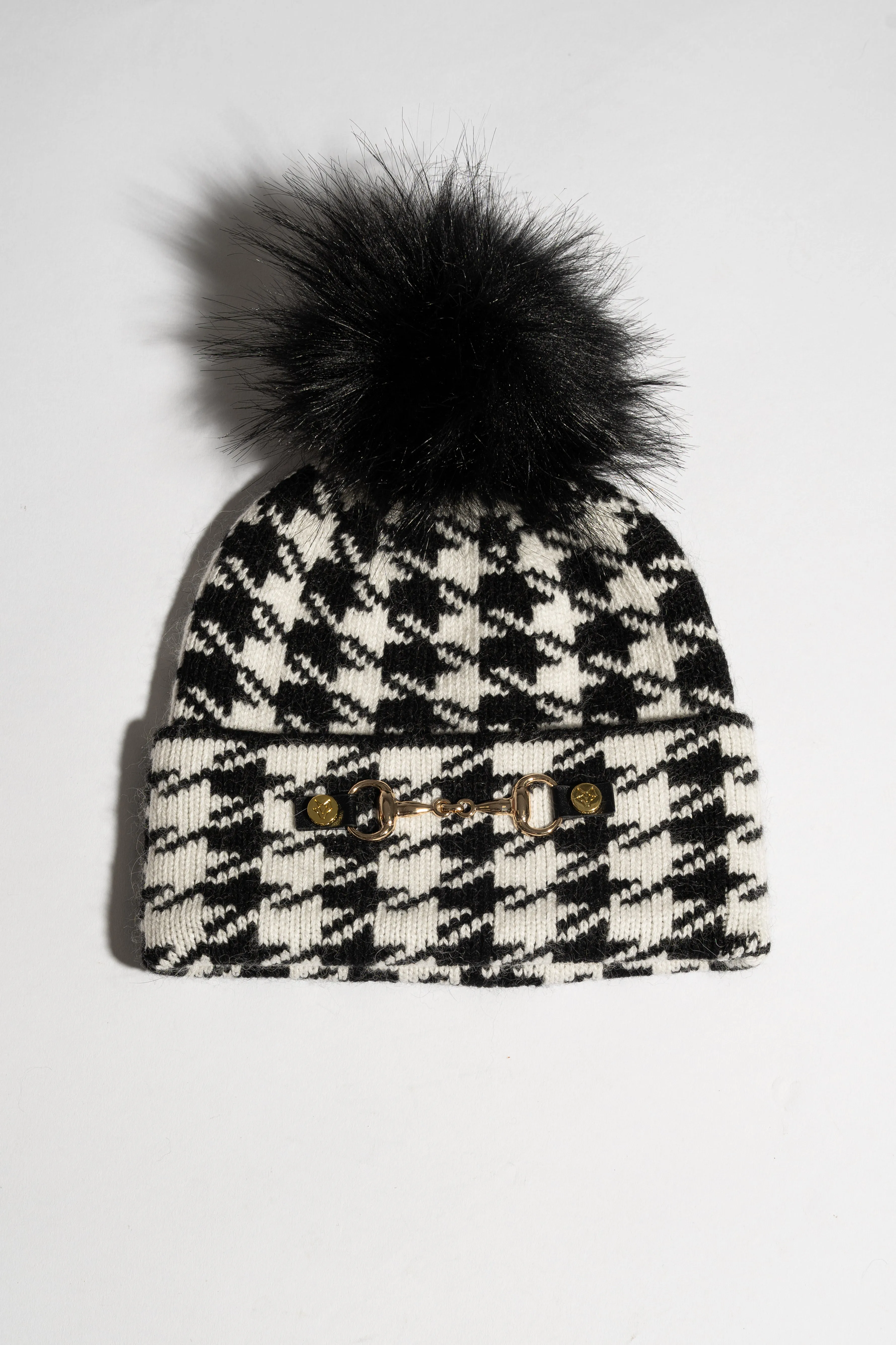 Faux Lexington Pom Pom Hat - Black/White