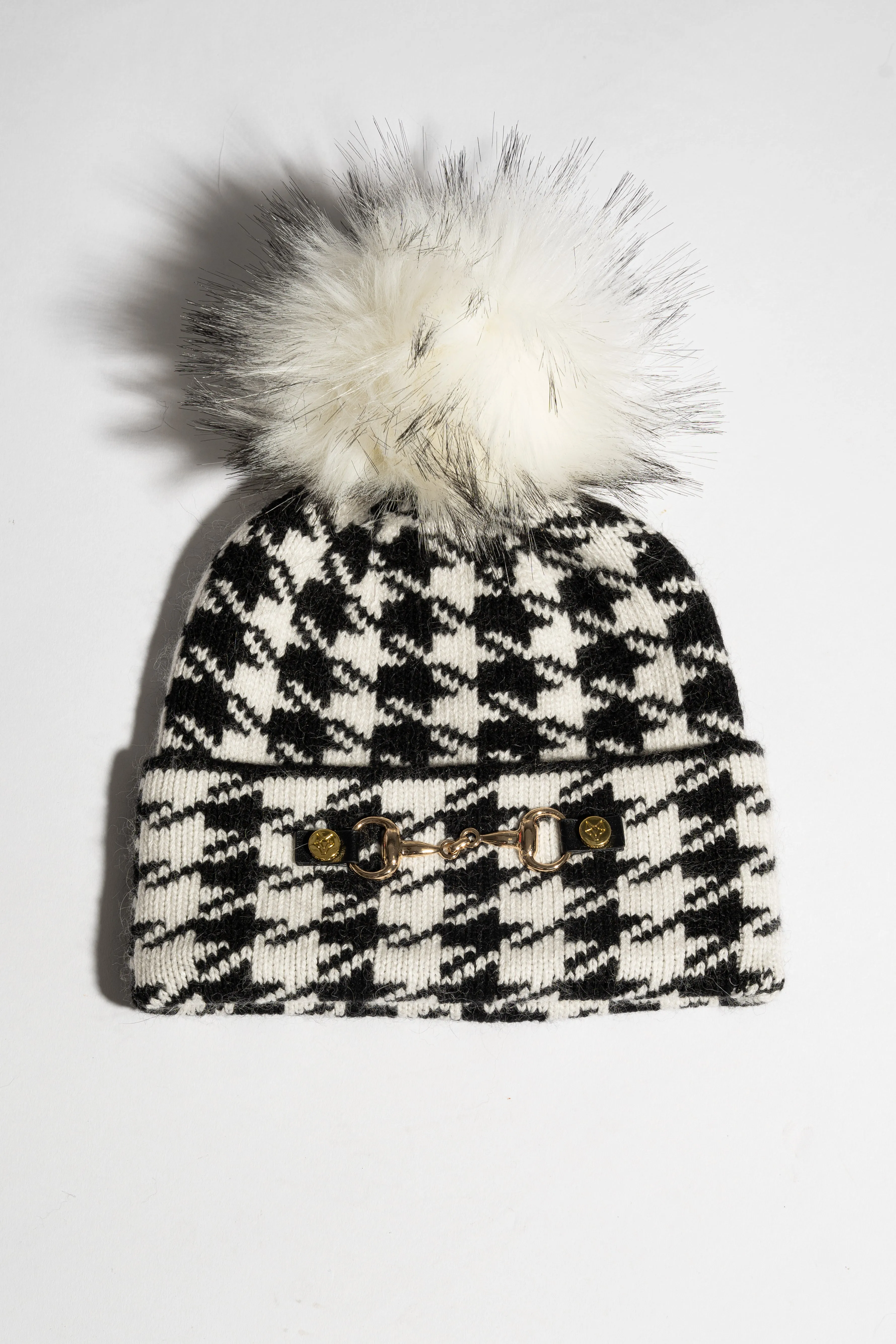 Faux Lexington Pom Pom Hat - Black/White