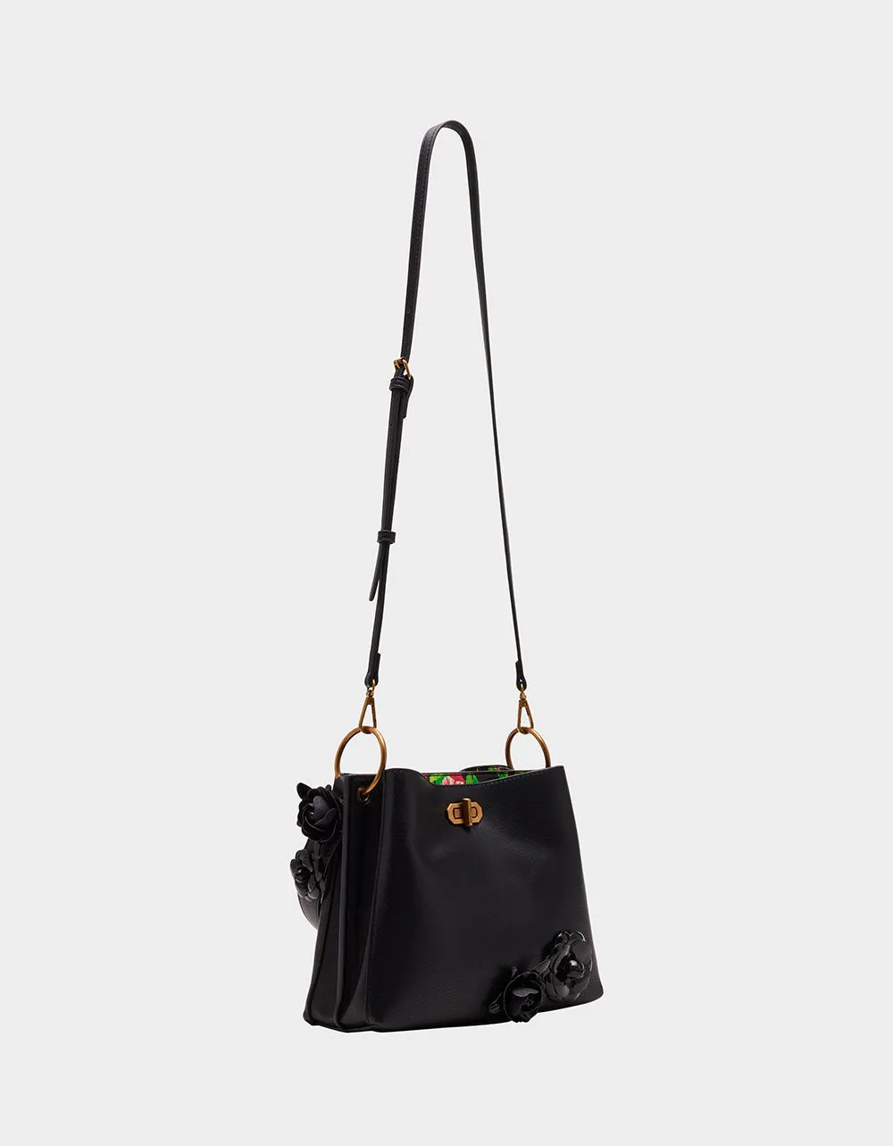 FLORAL BUCKET BAG BLACK | RE:LUV