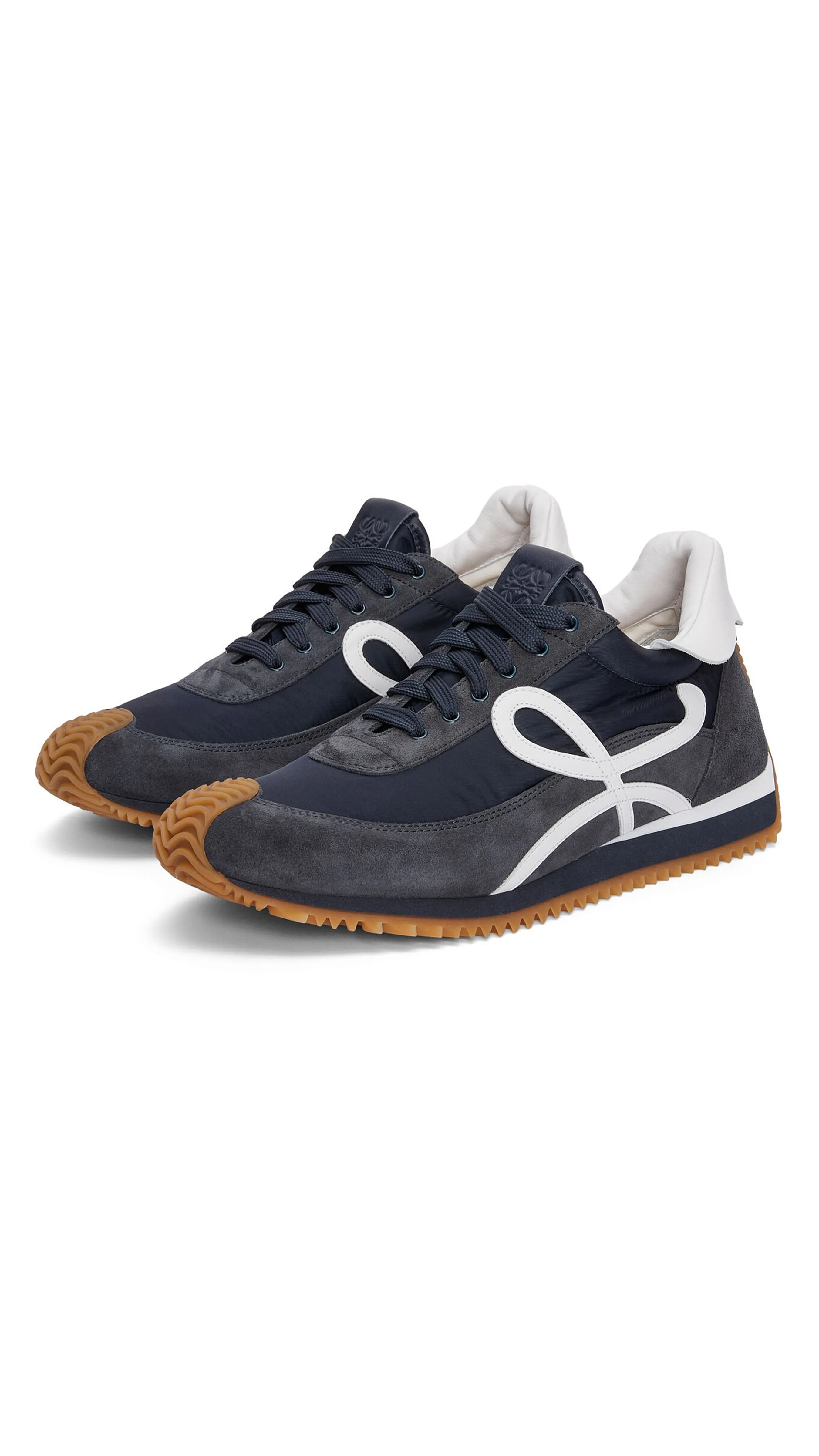 Flow Runner in Nylon and Suede - Dark Navy