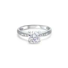 GM17W1041SS-058/ GEMODA “Moments” 1ctw Moissanite Engagement Ring in 18k White Gold Diamond Setting 