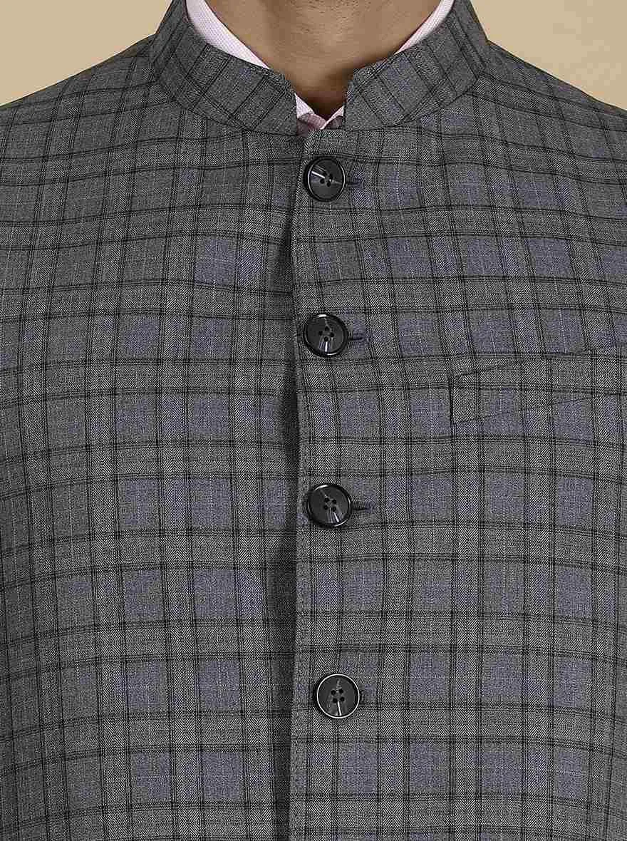 Grey Checked Regular Fit Modi Jacket | JadeBlue