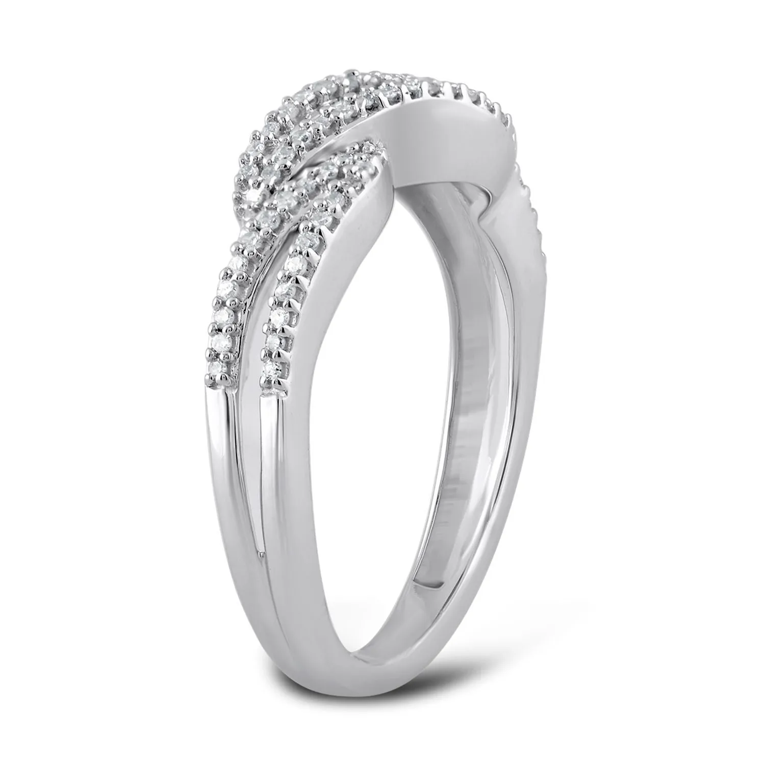 Jewelili 10K White Gold With 1/6 CTTW White Round Diamonds Ring