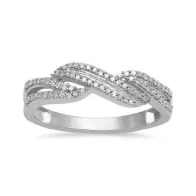 Jewelili 10K White Gold With 1/6 CTTW White Round Diamonds Ring