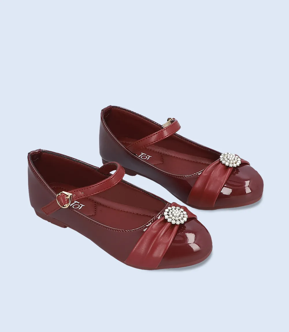 KG0059-MAROON-Girls Casual Ballerina