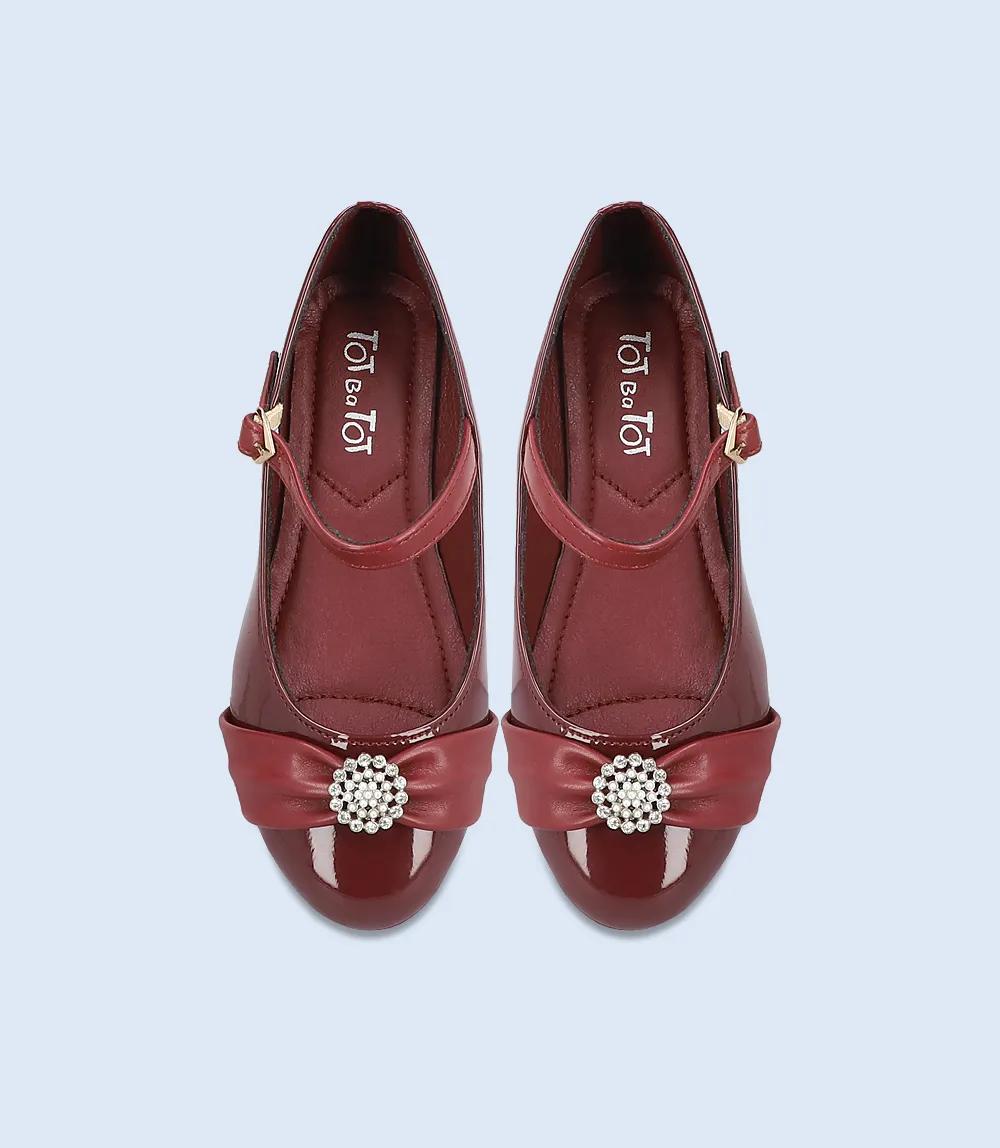 KG0059-MAROON-Girls Casual Ballerina